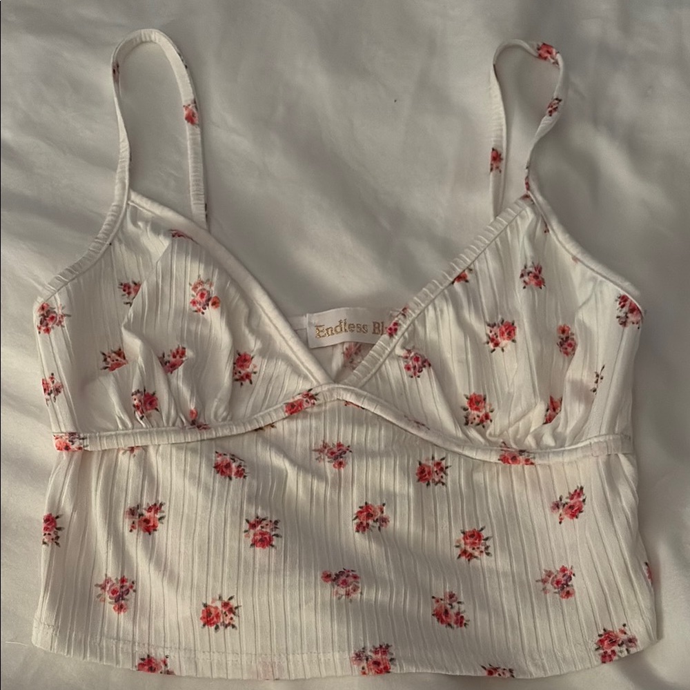 Floral White Crop Top